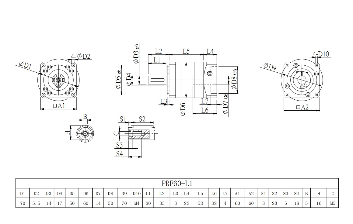 PRF60_L1系列伺服减速机图纸